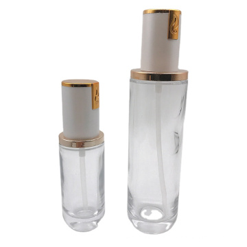 Glass Transparent Three Piece Set Simple Cosmetic Emulsion Packaging Bottle